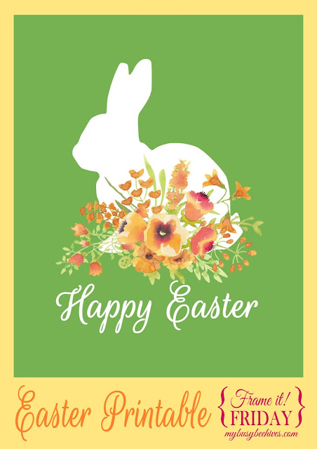 Happy Easter printable with rabbit