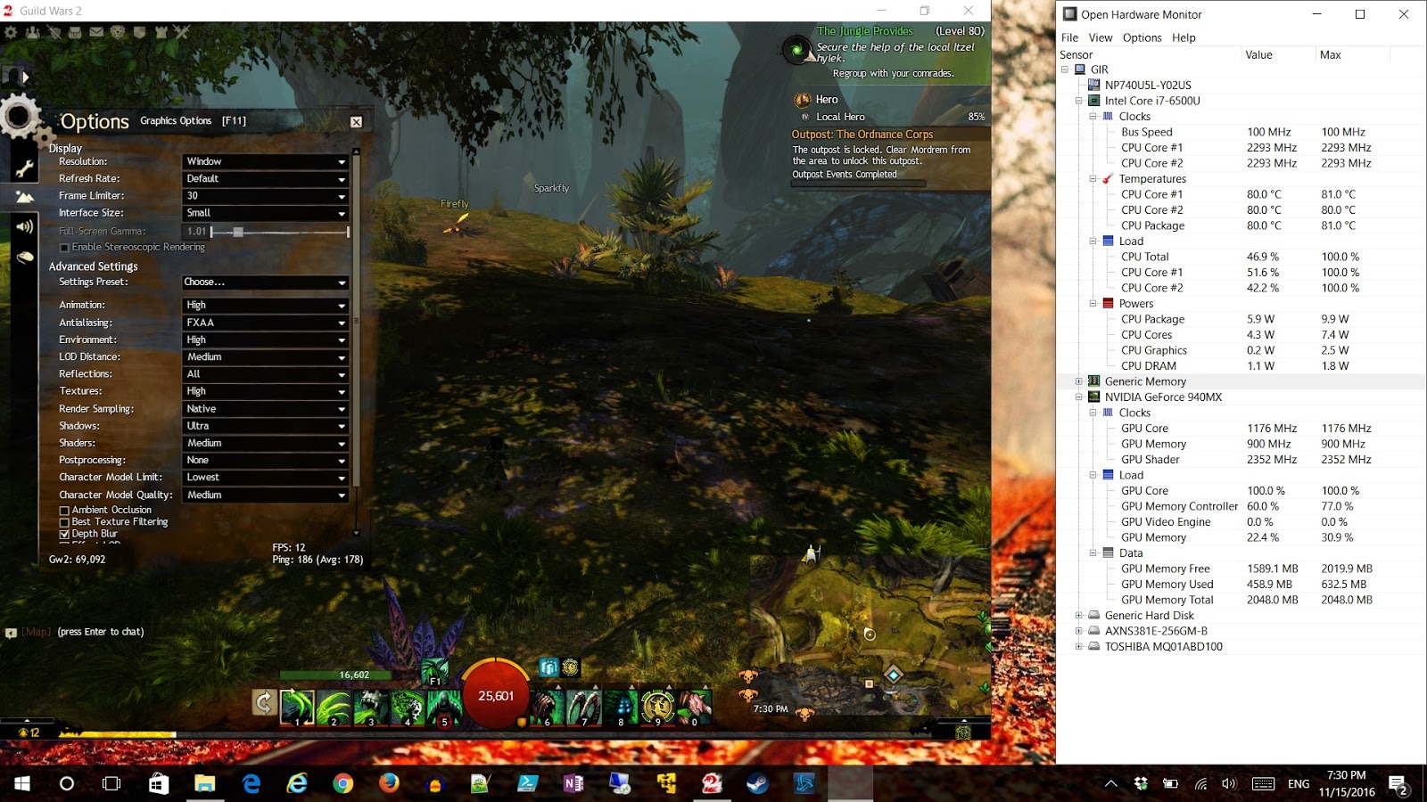 Tom's Random Tech Blog Guild Wars 2 Graphics Settings on Midtier Laptops