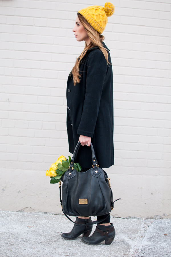 OOTD Black Over Coat + Mustard Accents La Petite Noob A Toronto