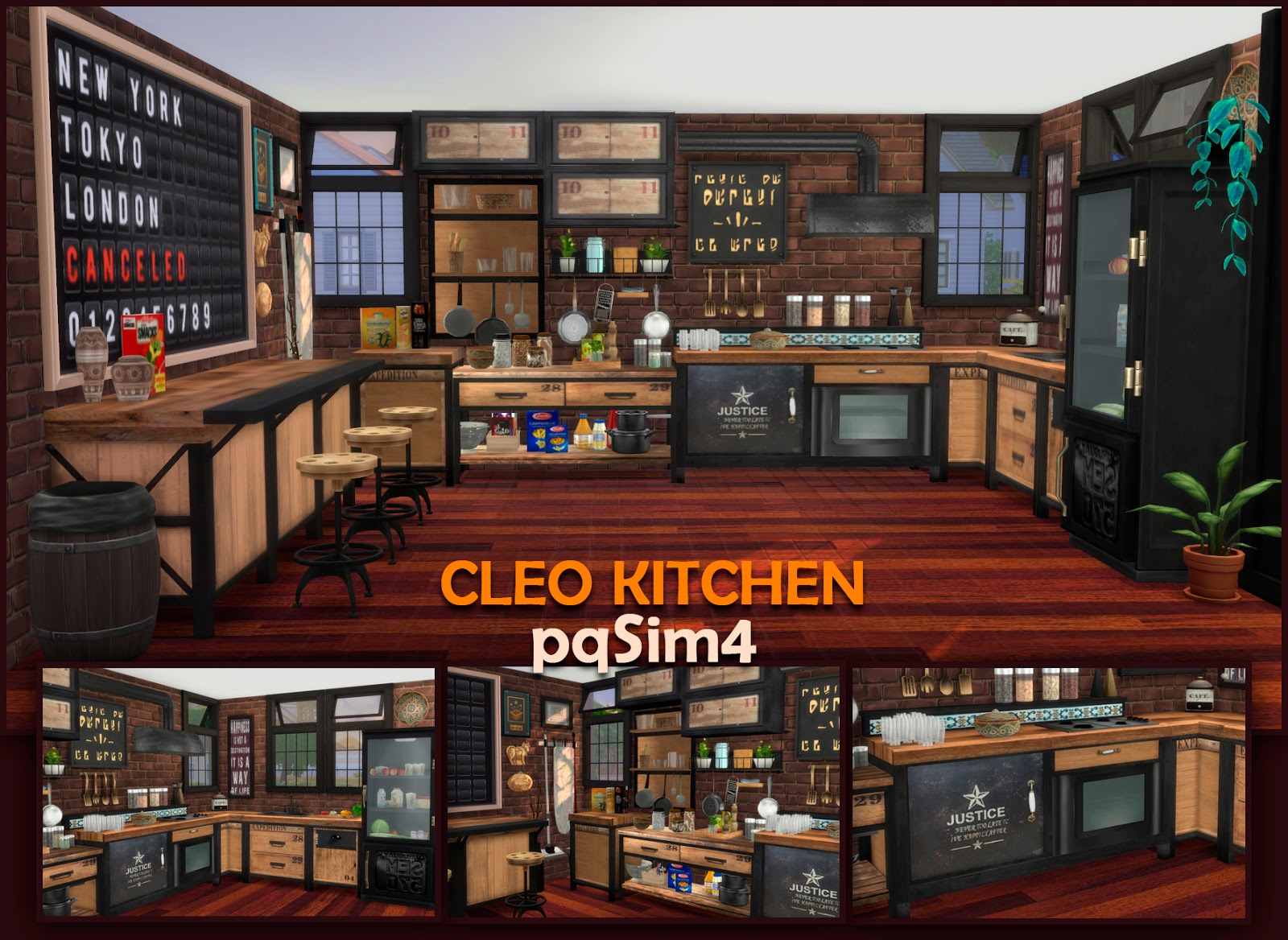 Cleo Kitchen. Industrial Style Sims 4 Custom Content.