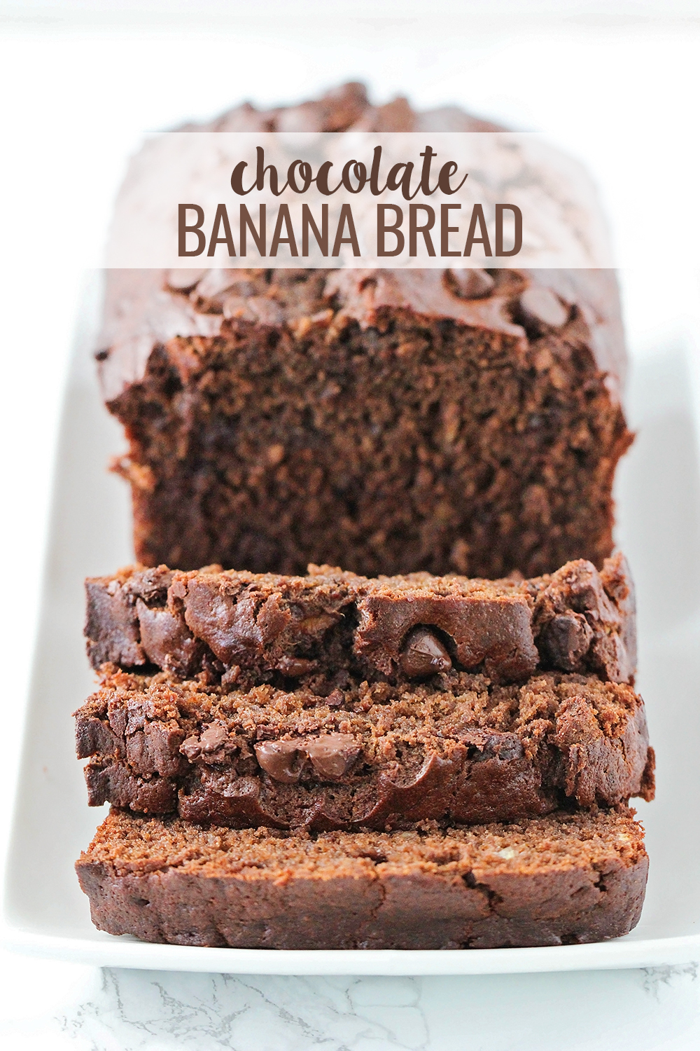 This rich and delicious chocolate banana bread has the perfect soft texture! 