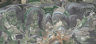 the beatles in Spain,allegory Spain fields from the air,artistic representation of human labor camps the beatles in Spain,allegory Spain fields from the air,abstract expressionist photography, fantasy imaginary forms, abstract surrealism,