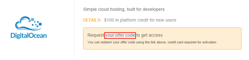 Request your offer code digital ocean