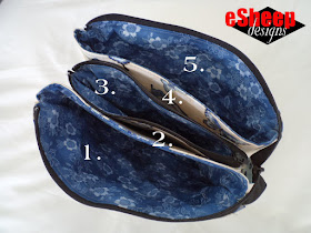 5 Pocket Zippered Pouch crafted by eSheep Designs