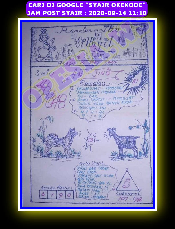Kode Syair Okekode Sdy Hari Ini