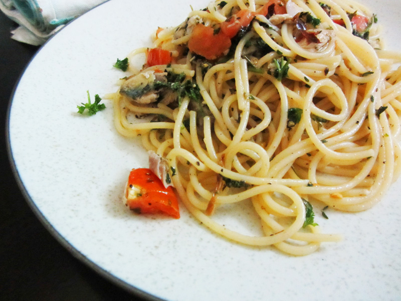Two Guys in a Kitchen Spaghetti with Mackerel
