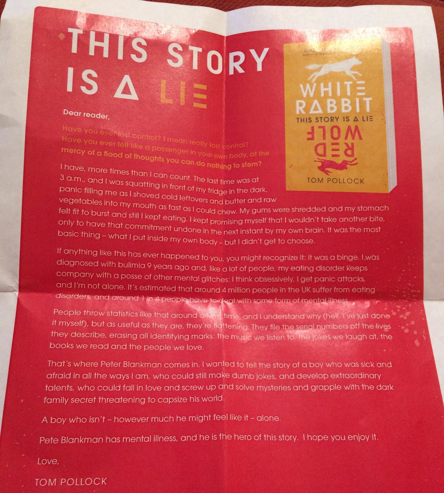 Mental Illness in YA Month Review White Rabbit, Red Wolf by Tom