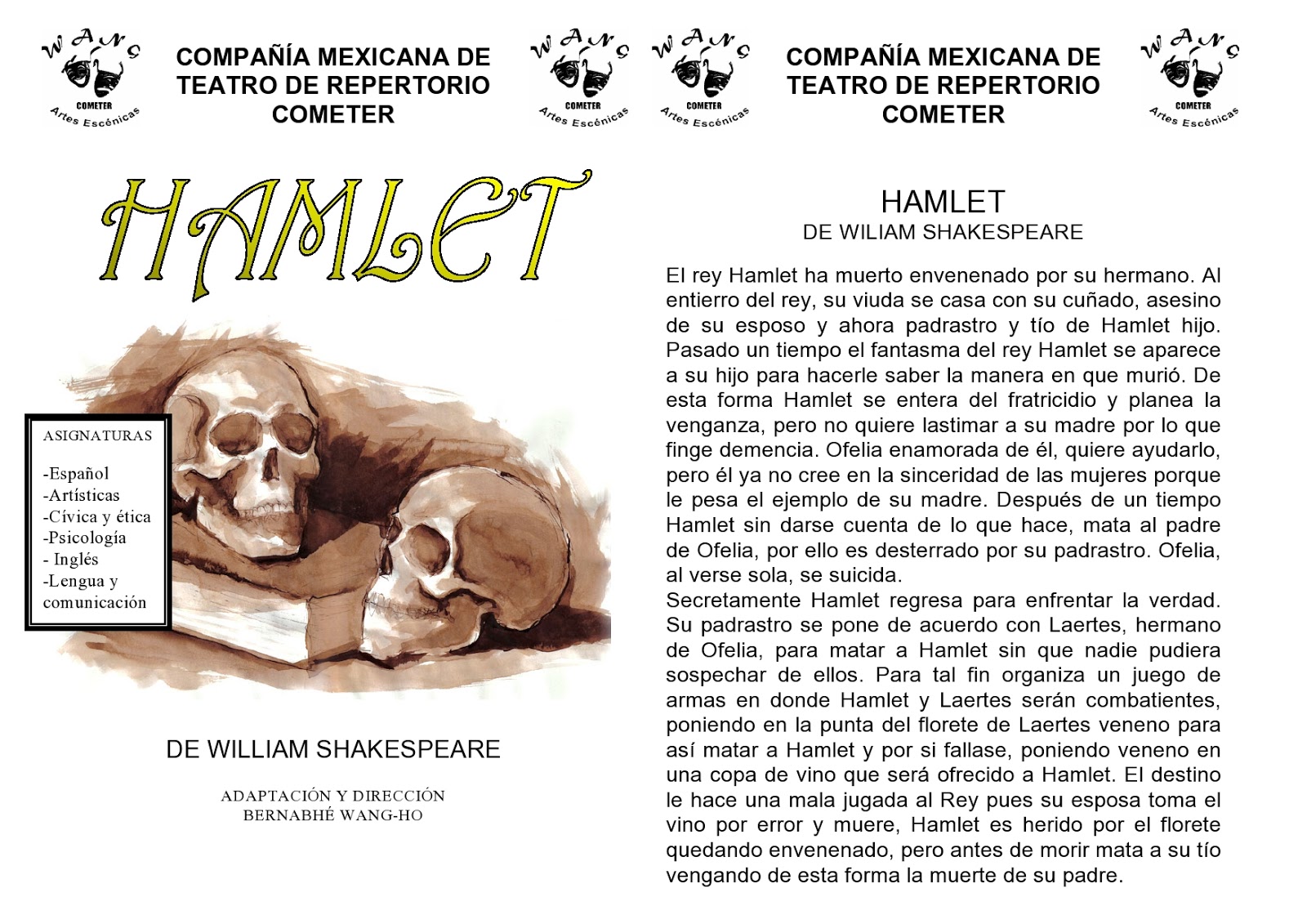 WANG HO RESEÑAS DE OBRAS TEATRALES WANG HO RESEÑAS DE OBRAS TEATRALES
