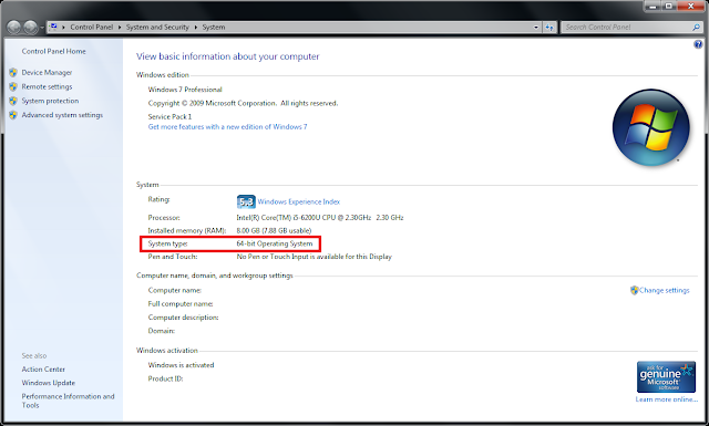 Finding the System Type in the Properties of My Computer