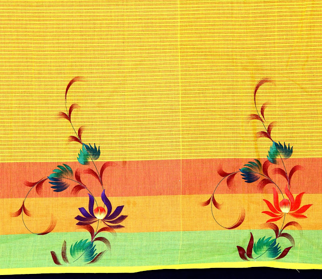 Freehand Fabric painting | Lotas Flowrs Painting On New Cotton Saree | Budatibalashankar Painti