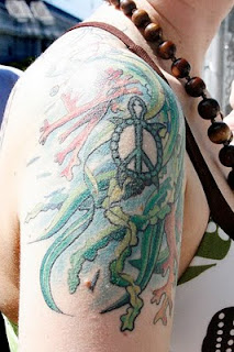 Beautiful Turtle Peace Symbol Tattoo