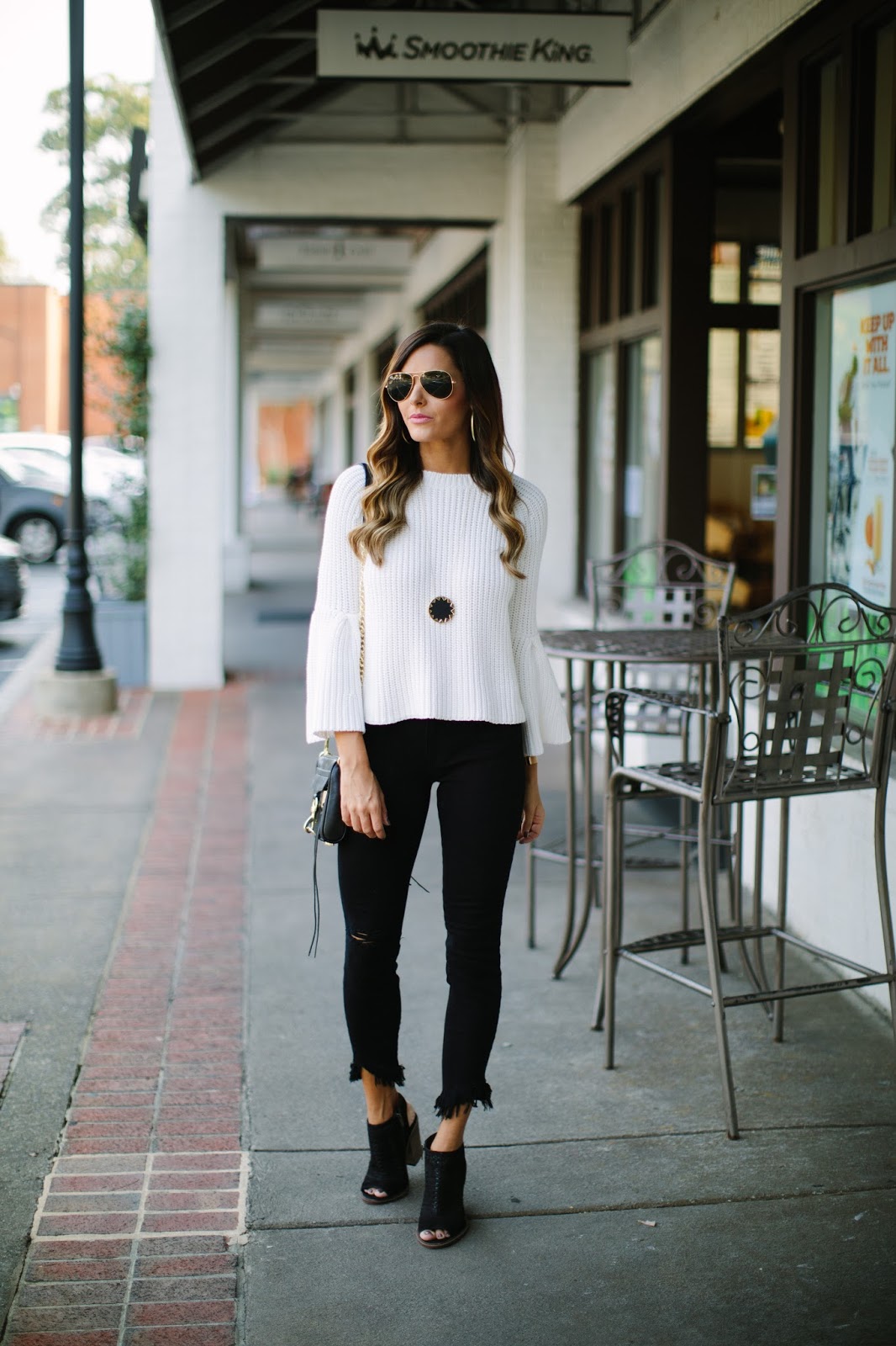 White Bell Sleeve Sweater