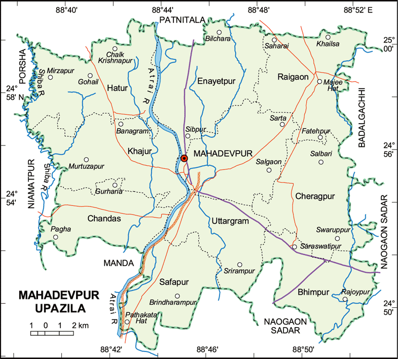 Mohadevpur Upazila Map Naogaon District Bangladesh