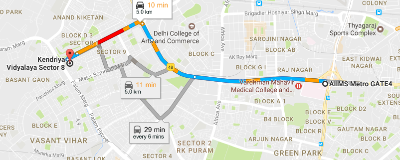 Rk Puram Metro Map Examcenterdada: How To Reach Kendriya Vidyalaya Sec-8 R K Puram New Delhi  Sec-8.