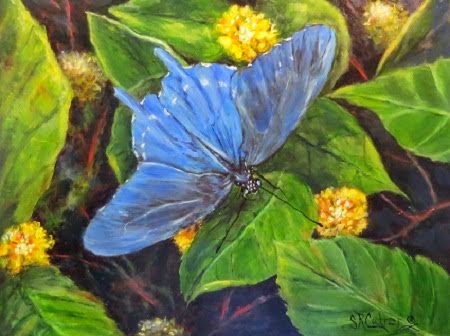 "Secrets Among the Flowers", a Swallowtail Butterfly in oils