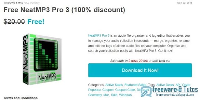 Offre promotionnelle : NeatMP3 Pro gratuit pendant 2 jours ! 