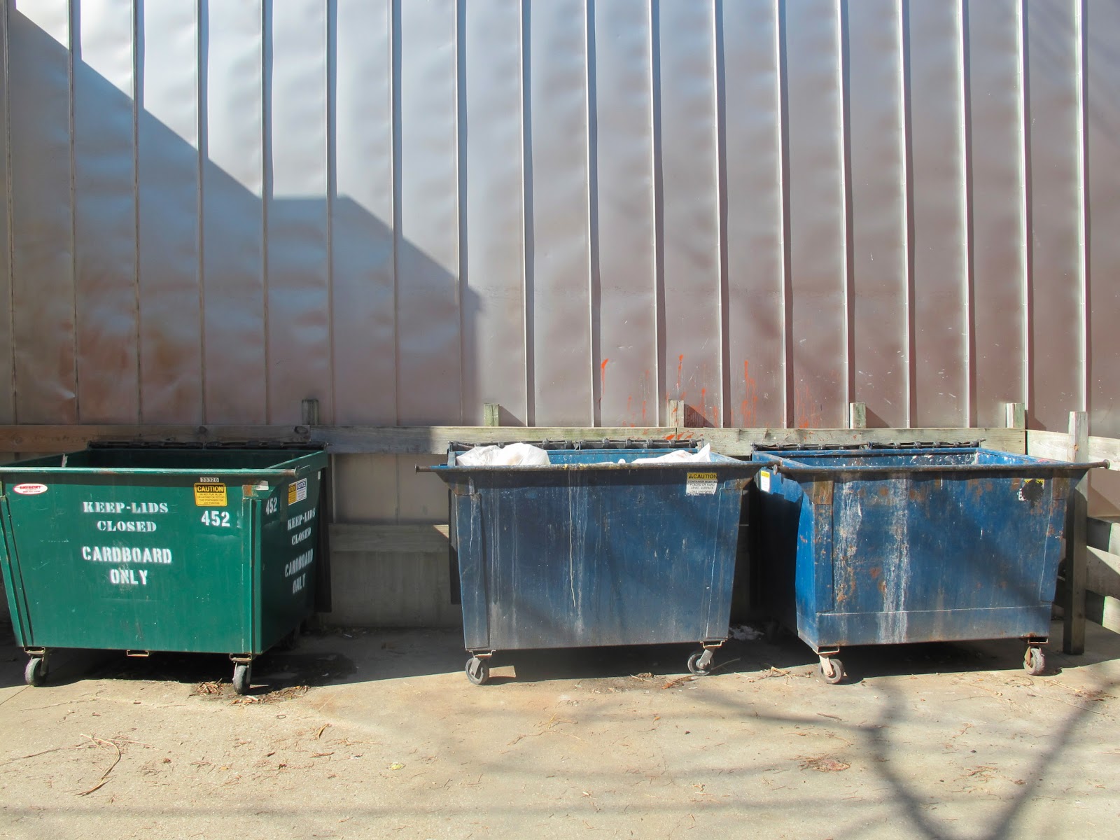 give take give Comparing dumpsters in the Give Take Give alley
