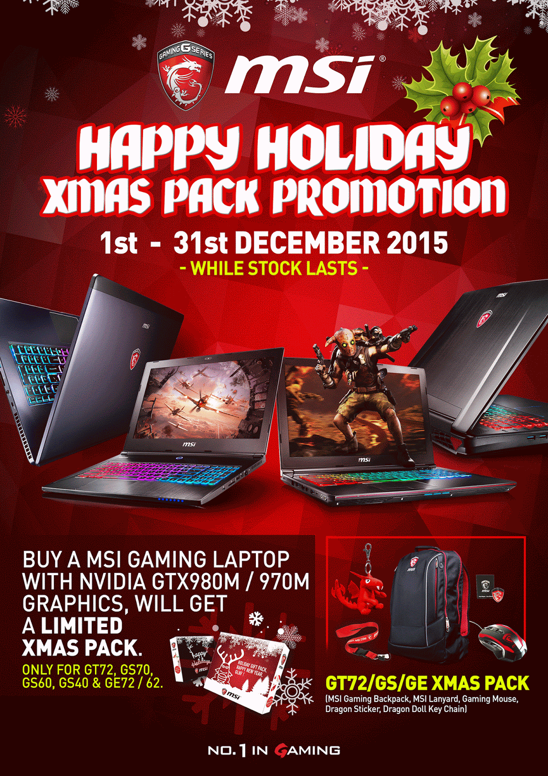 Måler indvirkning Overlegenhed MSI Malaysia - Top Player Top Choice: Buy a MSI Gaming Notebook with  GTX980m/970M and receive a X'mas Pack from MSI!
