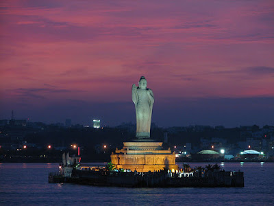 Hussain Sagar Buddha Statue in Hyderabad District in Telangana