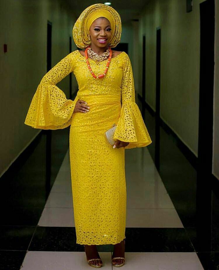 Yellow Aso Ebi Lace Styles For Ladies DeZango Fashion Zone