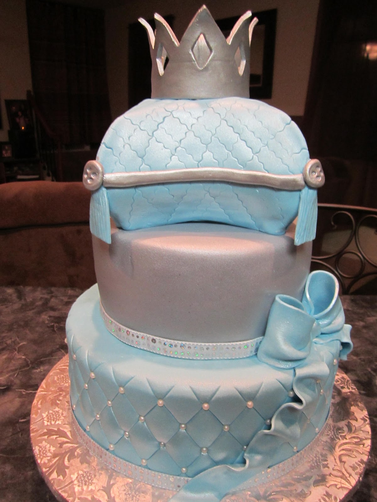 Little Prince Baby Shower Cake with Pillow and Crown