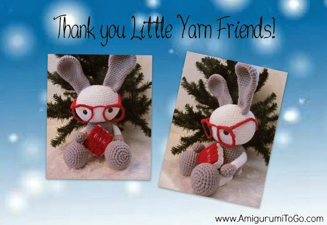 crochet bunny, bible and glasses