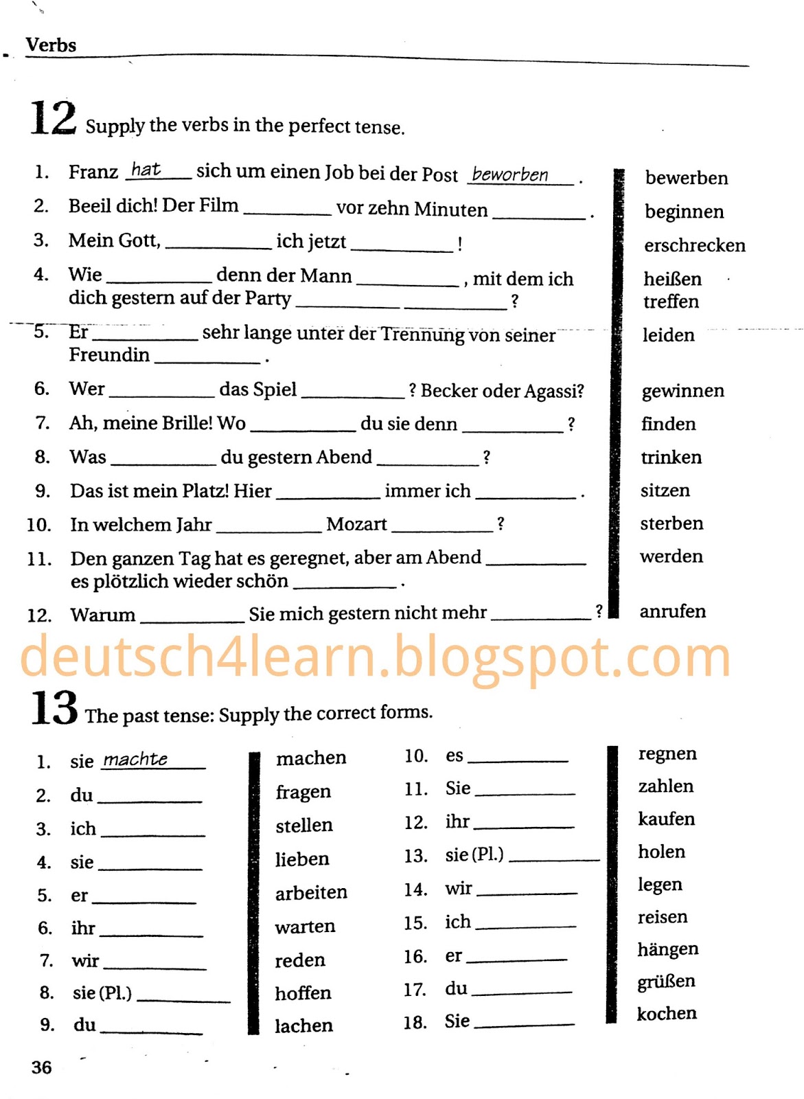 Exercises for German Tenses | Learn Deutsch (German) and Study Abroad