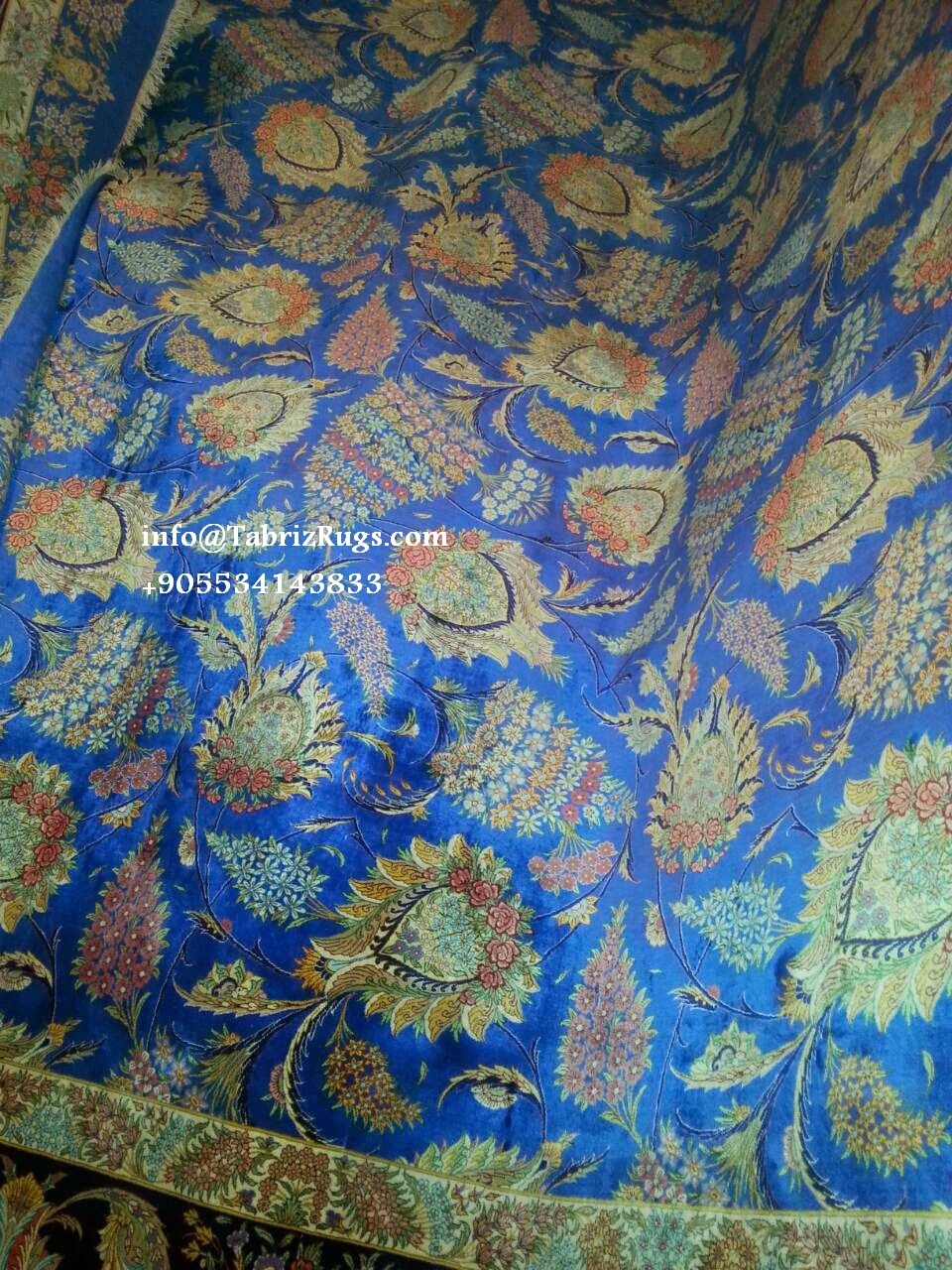 Tabriz Rugs Area 18 m2, Full Silk (Abrishami) Silk Flower rug, Hand