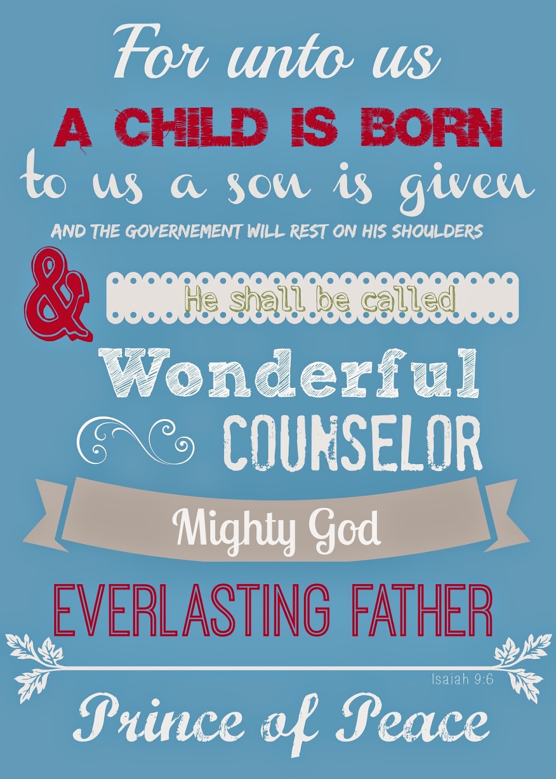 Kate's Kitchen: Isaiah 9:6 printable