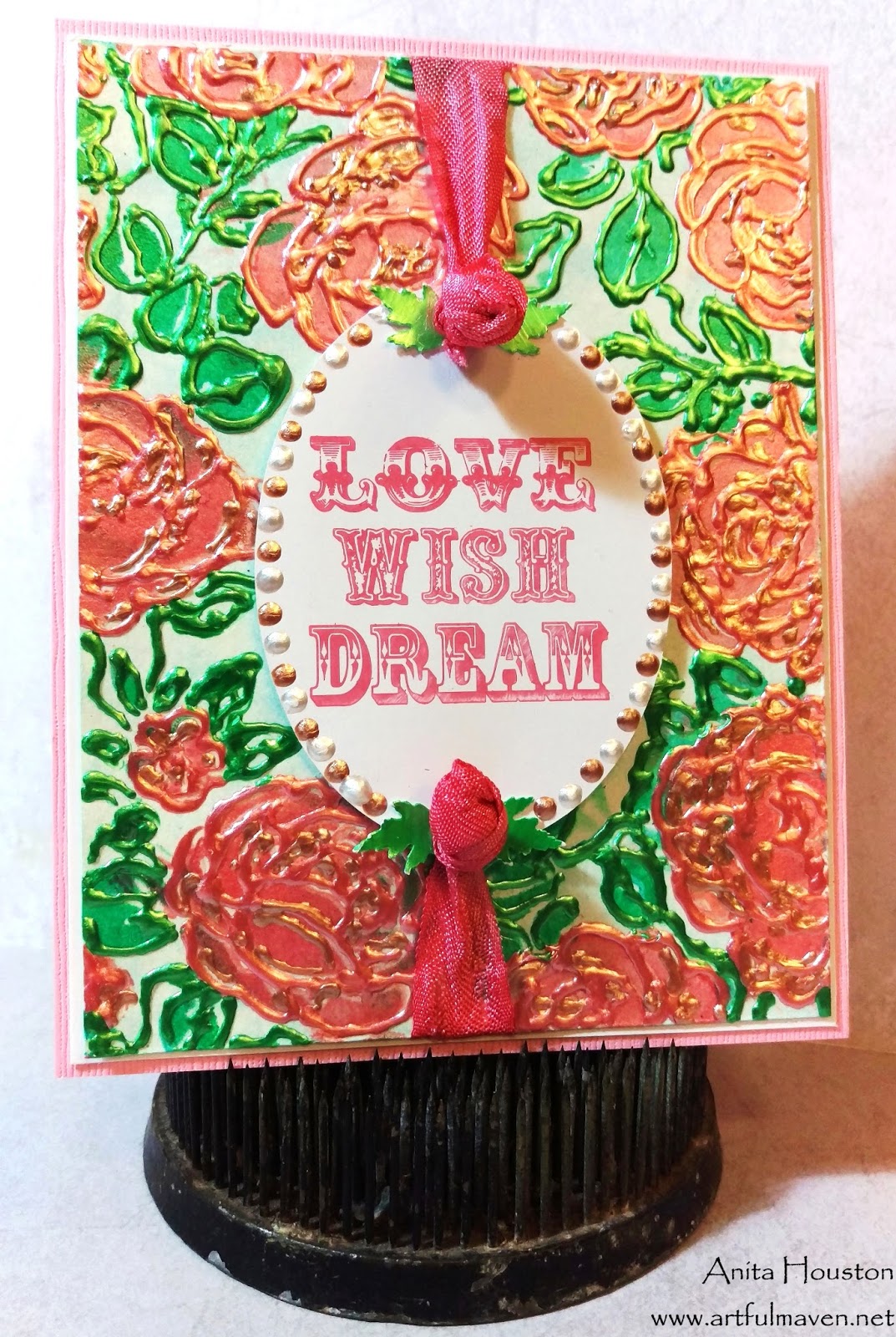 The Artful Maven Rosey Liquid Pearls Card