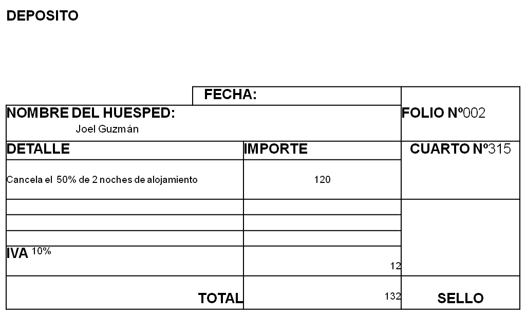 Administracion Hotelera FORMATOS