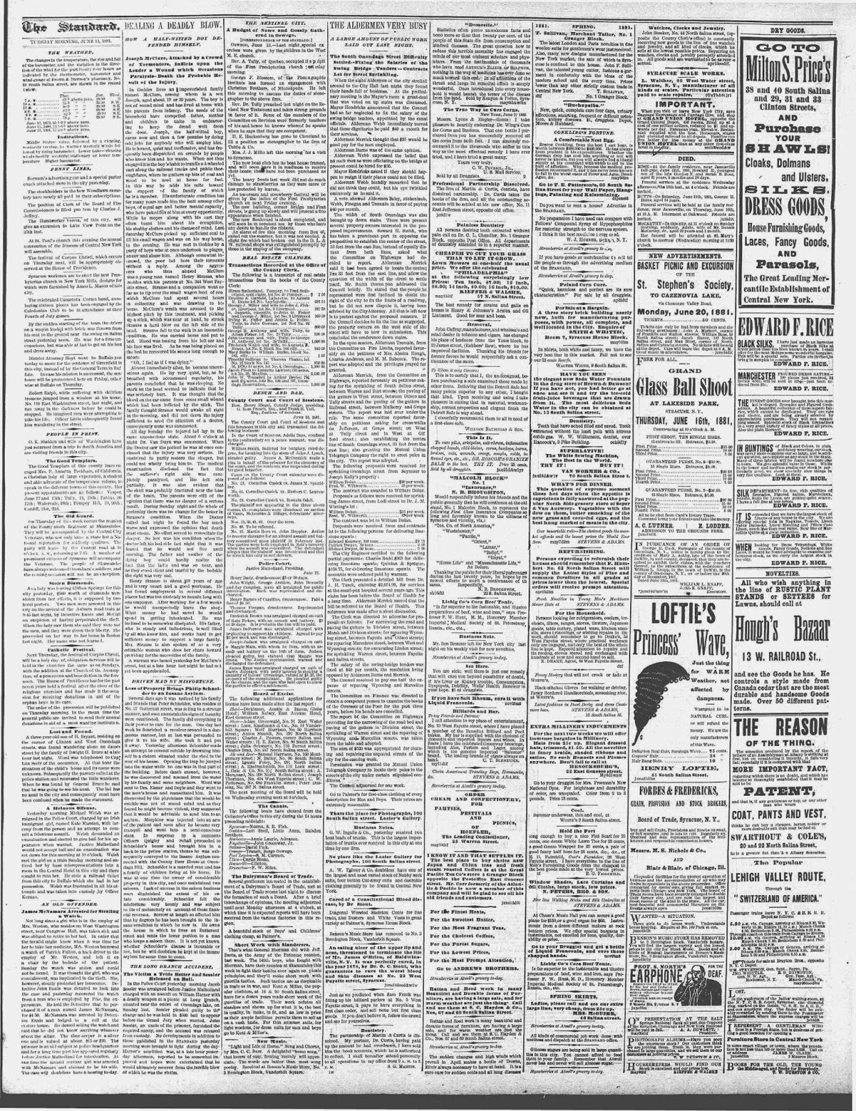 Climbing My Family Tree:  Strauss-McClure fight The Syracuse Standard, June 14, 1881