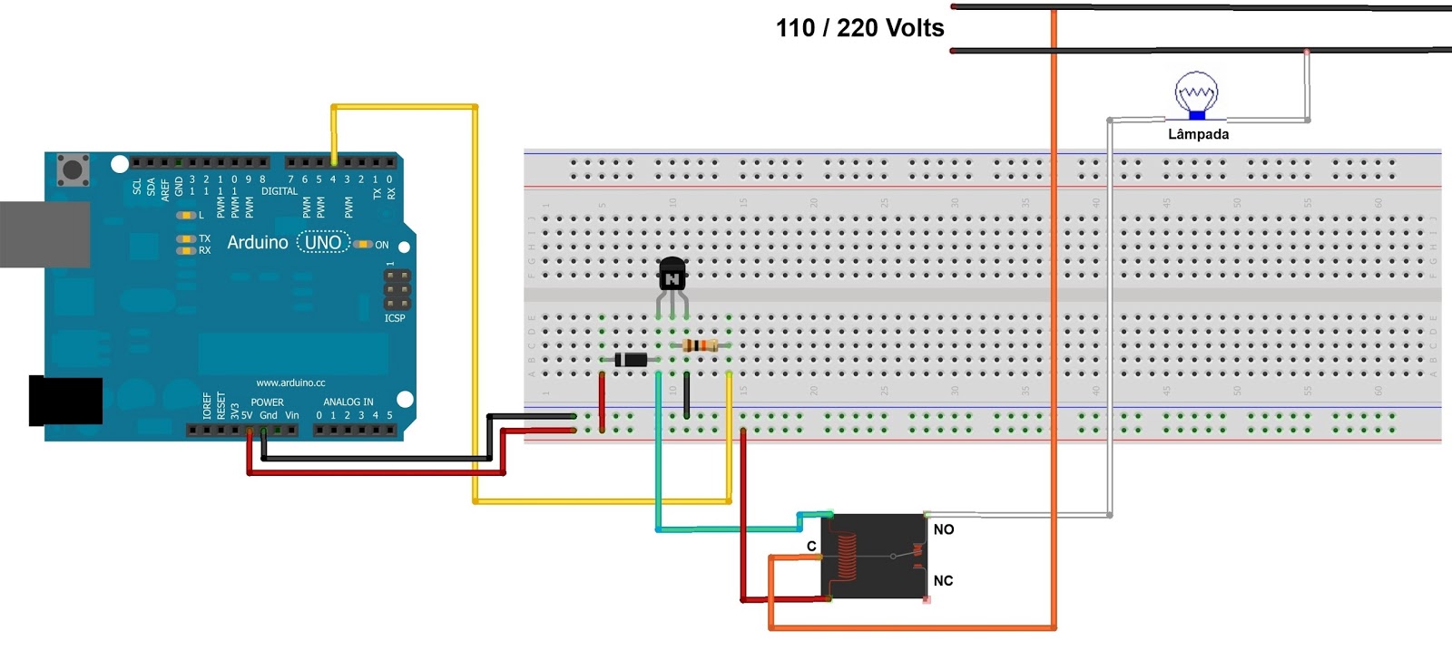 Ligando uma lâmpada com relé Arduino e Cia