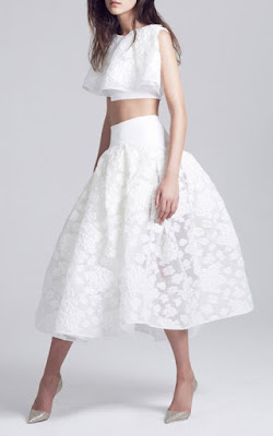Maticevski 2015 | Floral sheer white high waist midi skirt with fitting ...