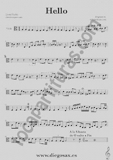 Partitura de Hello para Viola Lionel Richie  Sheet Music Viola Music Score Hello