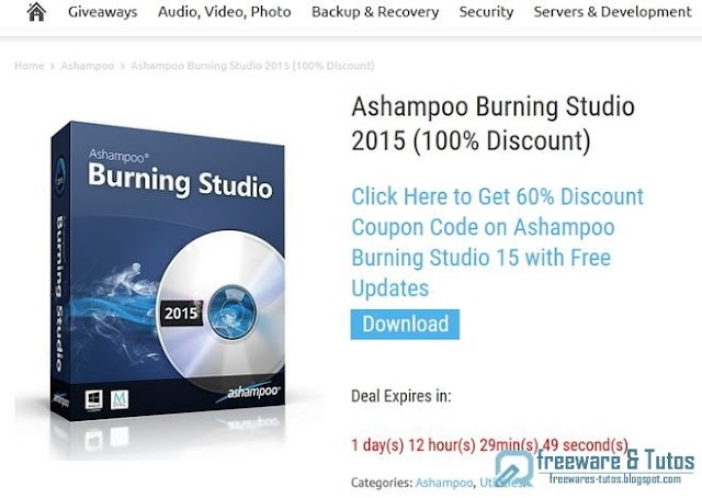 Offre promotionnelle : Ashampoo Burning Studio 2015 gratuit (1 jour 1/2) !