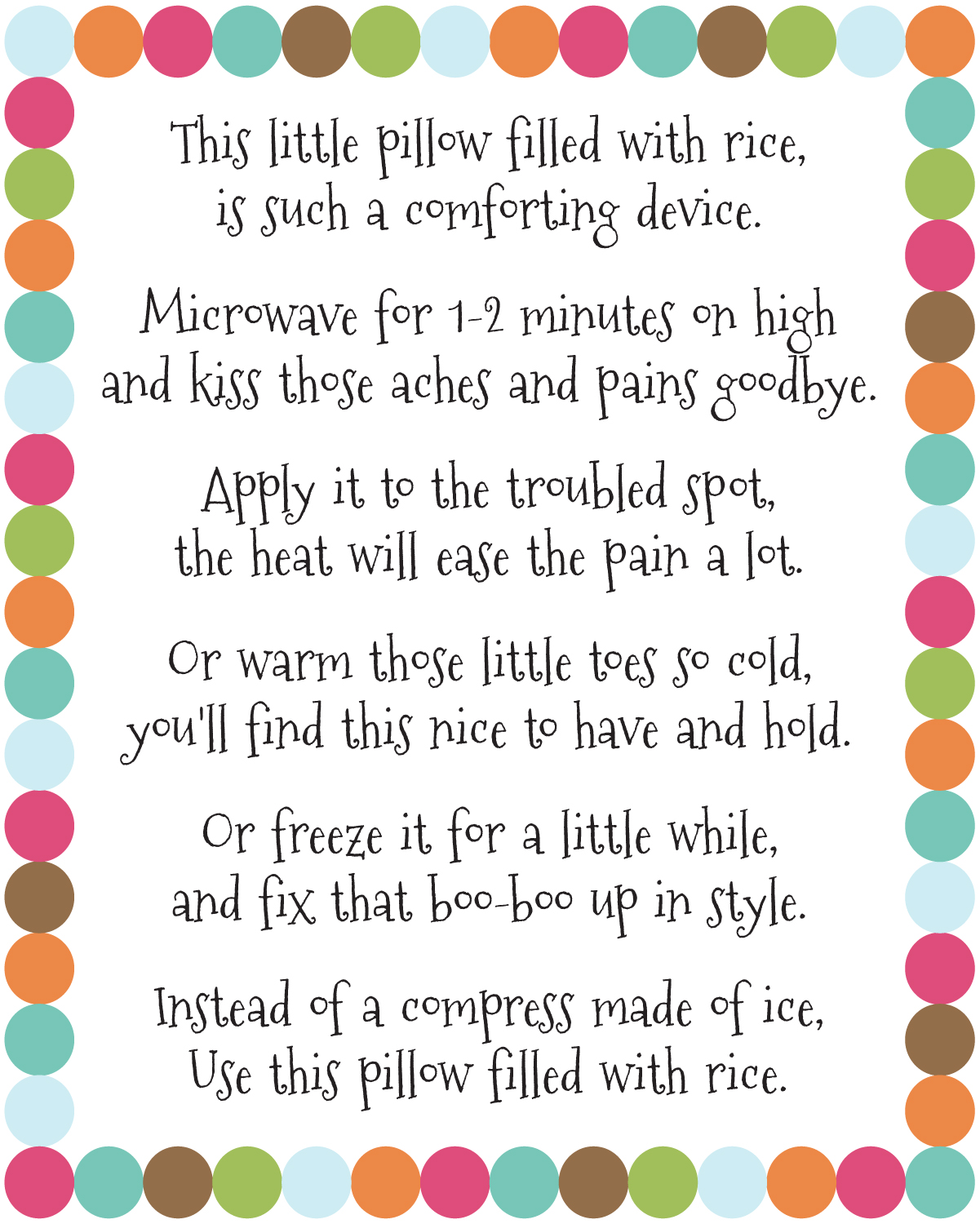 Free Printable Rice Bag Poem Printable World Holiday