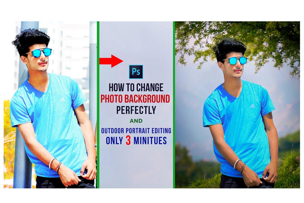 photoshop tutorial how to change photo background perfectly in change background of pic
