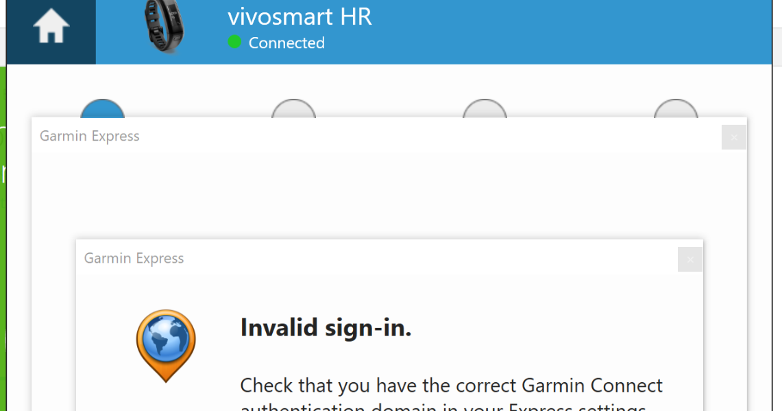 garmin connect authentication domain issue garmin connect express hr connect express