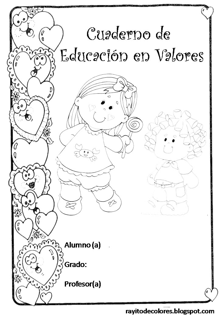 Carátula para cuaderno de educación en valores