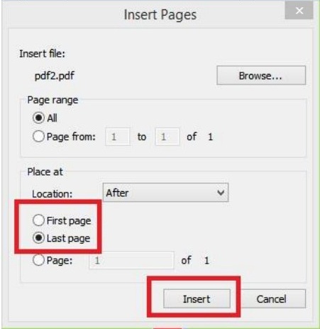 Insert pages. Pdf file 1 Page. Page range.