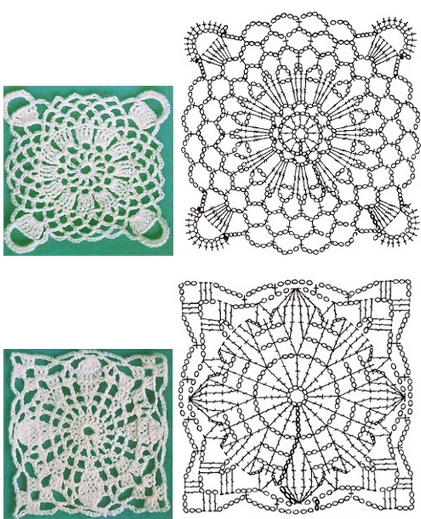 Ergahandmade Crochet Motifs Granny Square + Diagrams