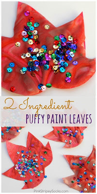 homemade puffy paint leaves for a fun fall craft