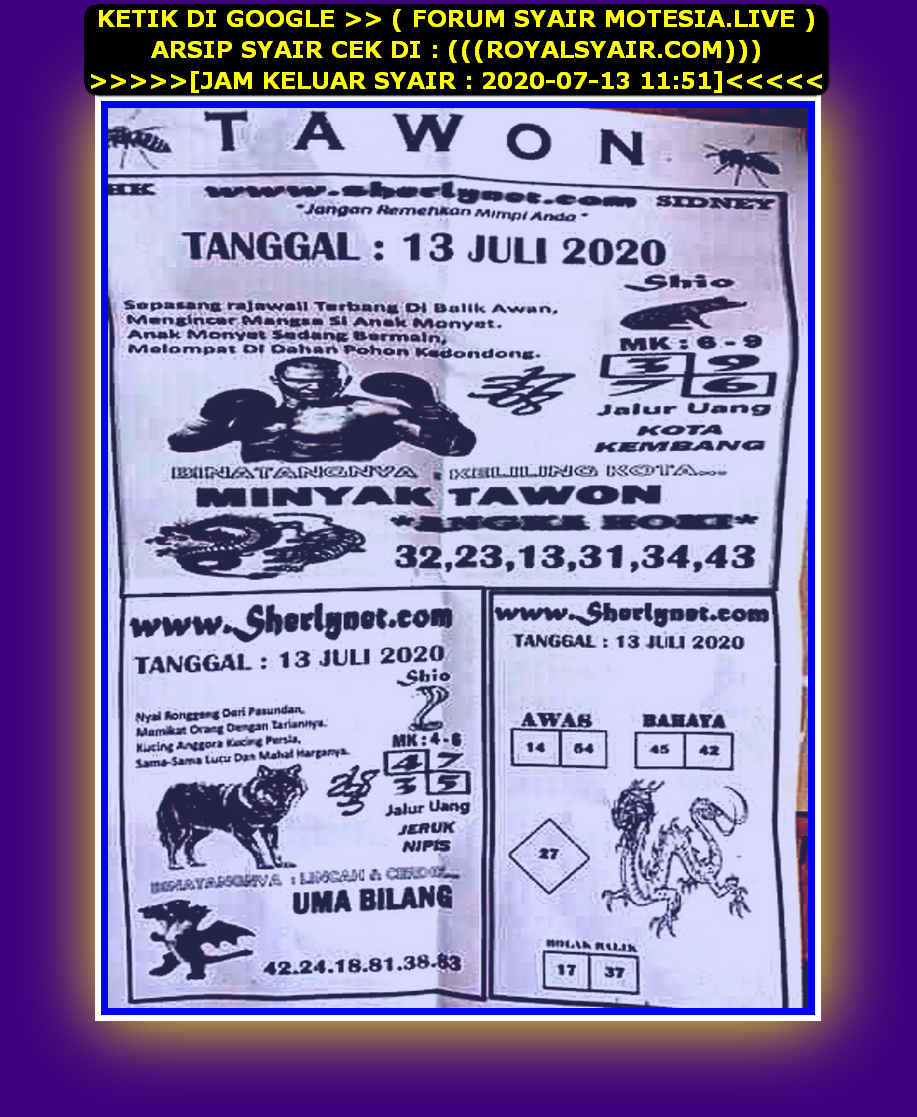 1 New Message Kode Syair Sydney 13 Juli 2020 Forum Syair Togel Hongkong Singapura Sydney