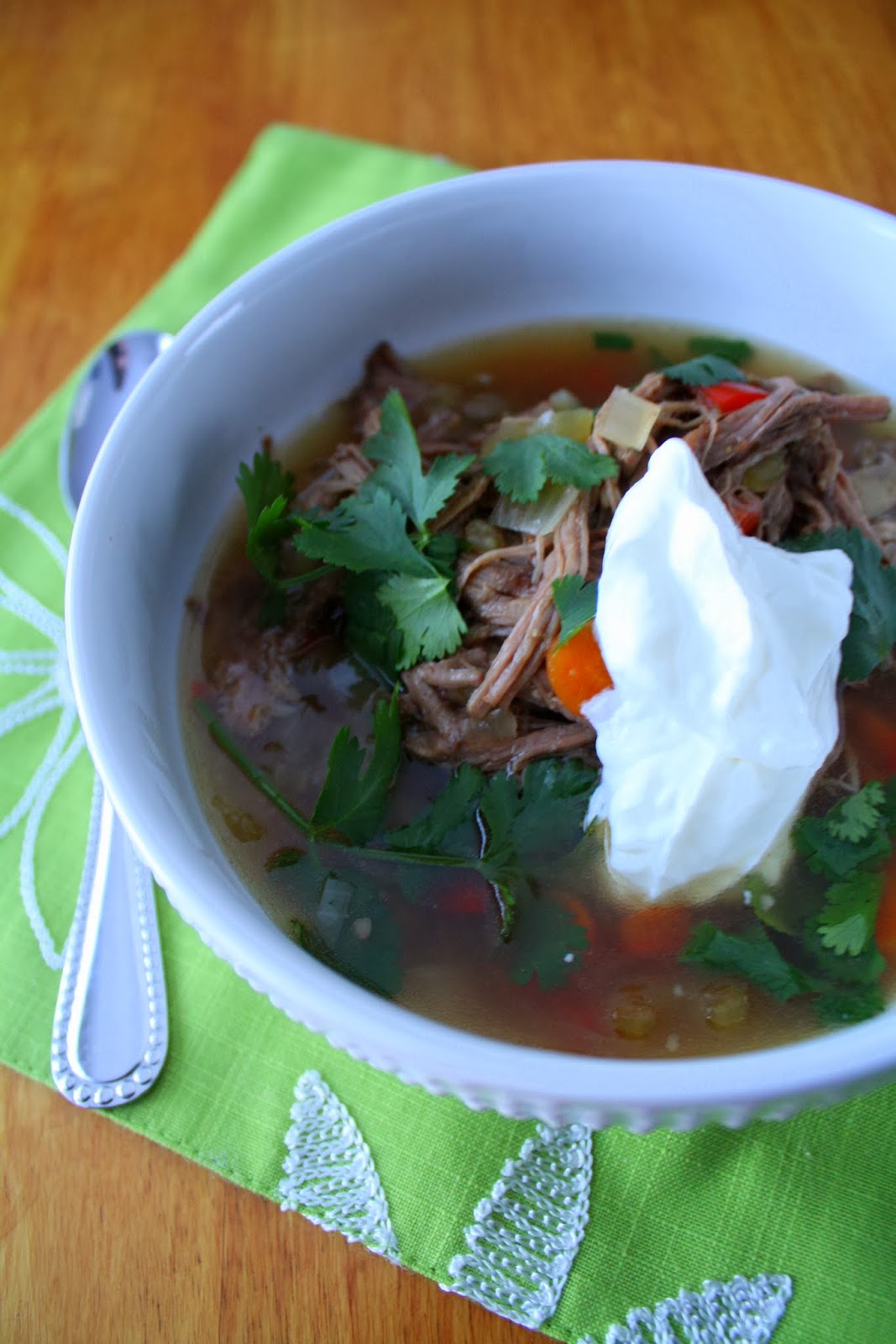 Making Mama's Kitchen Slow Cooker Shredded Flank Steak Stew