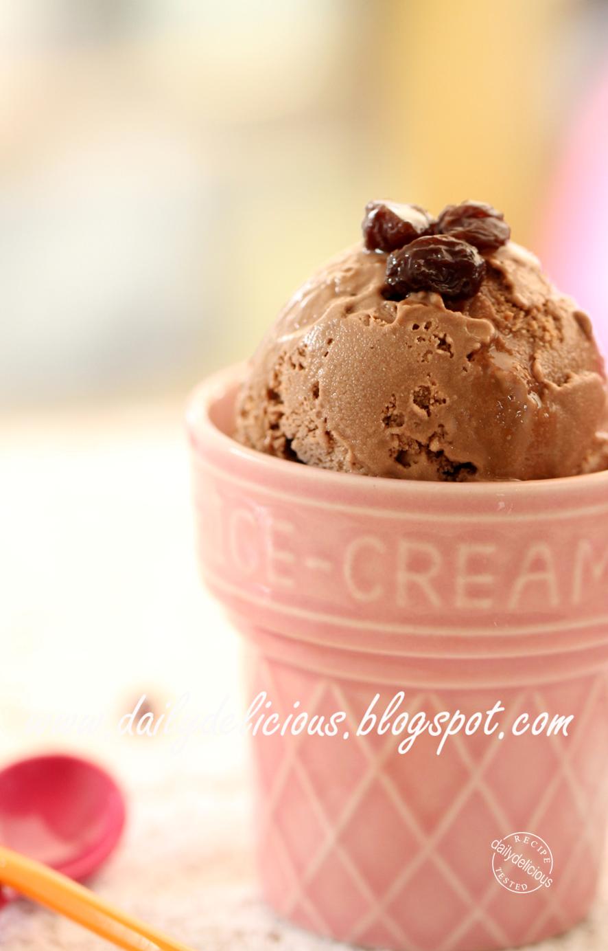 dailydelicious Chocolate Ice Cream with Drunken Raisins The recipe