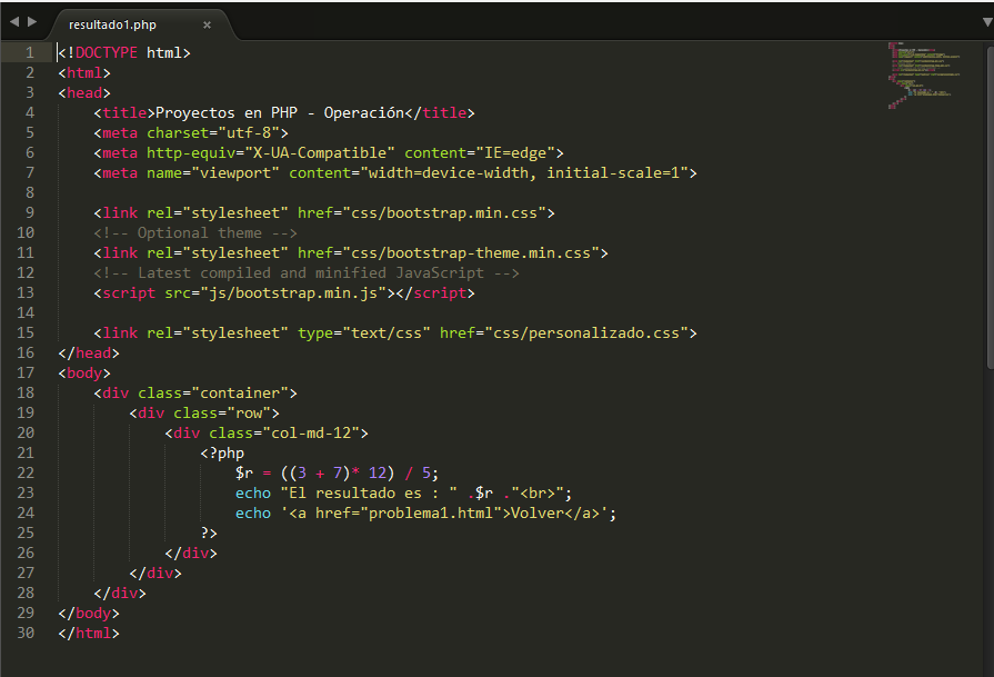 Bootstrap y php Ejercicios con php (Operación matemática)