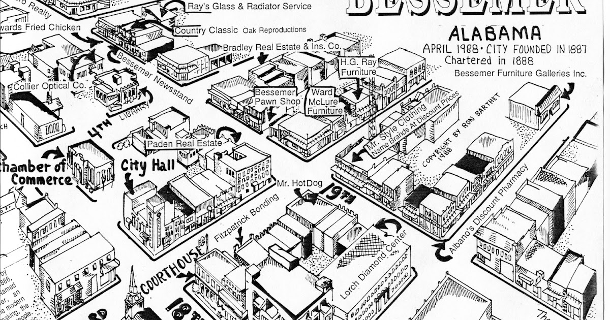 The Barthet Gallery Pictorial Map of Bessemer, AL
