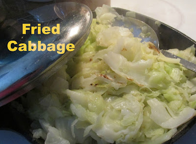 frying cabbage in an iron skillet