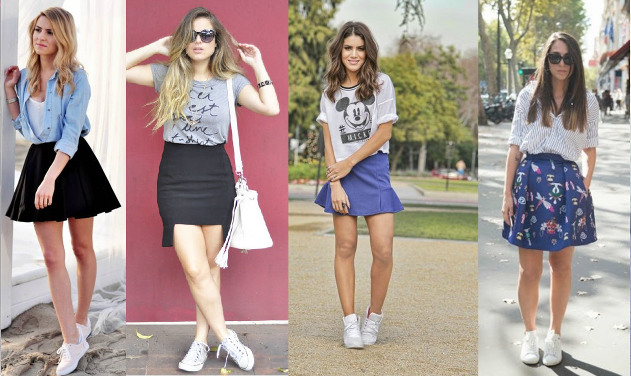 saia rodada com tênis